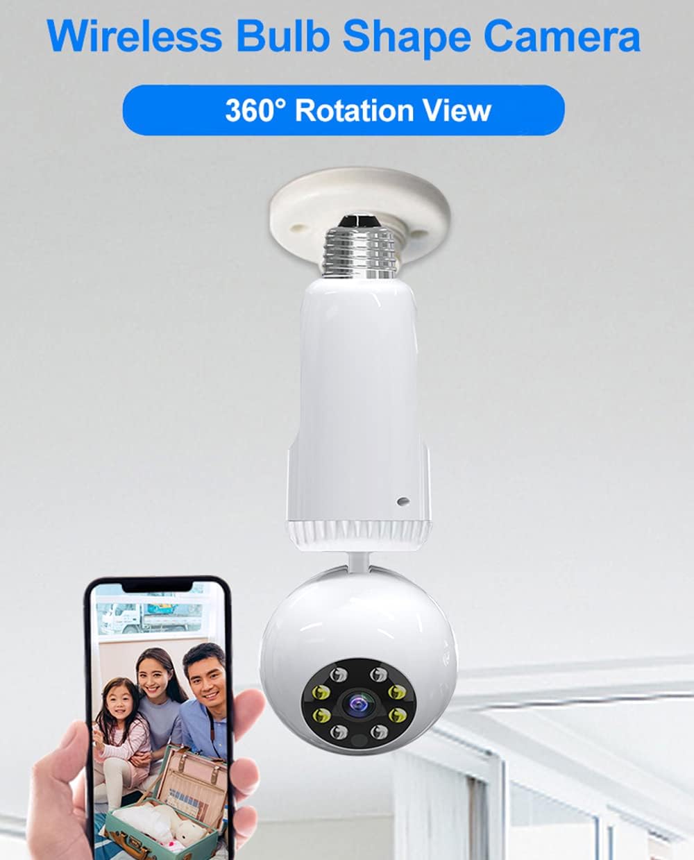 2MP 1080P Wireless PTZ Security Camera with E27 Bulb Connector V94738