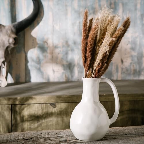White Ceramic Vase with Double Handle V568439