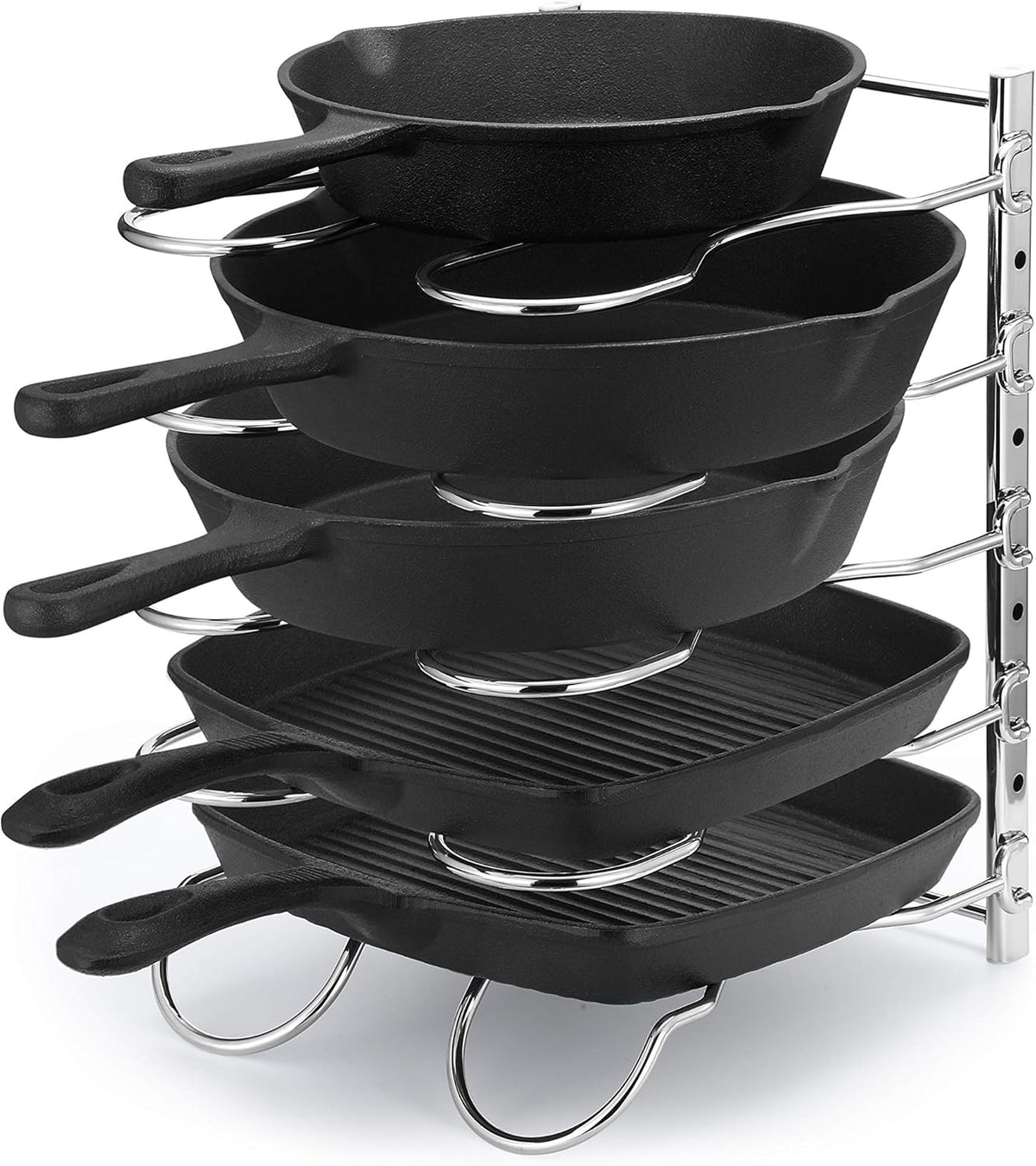 Metal Pan Rack with 5 Adjustable Dividers, Chrome C5912