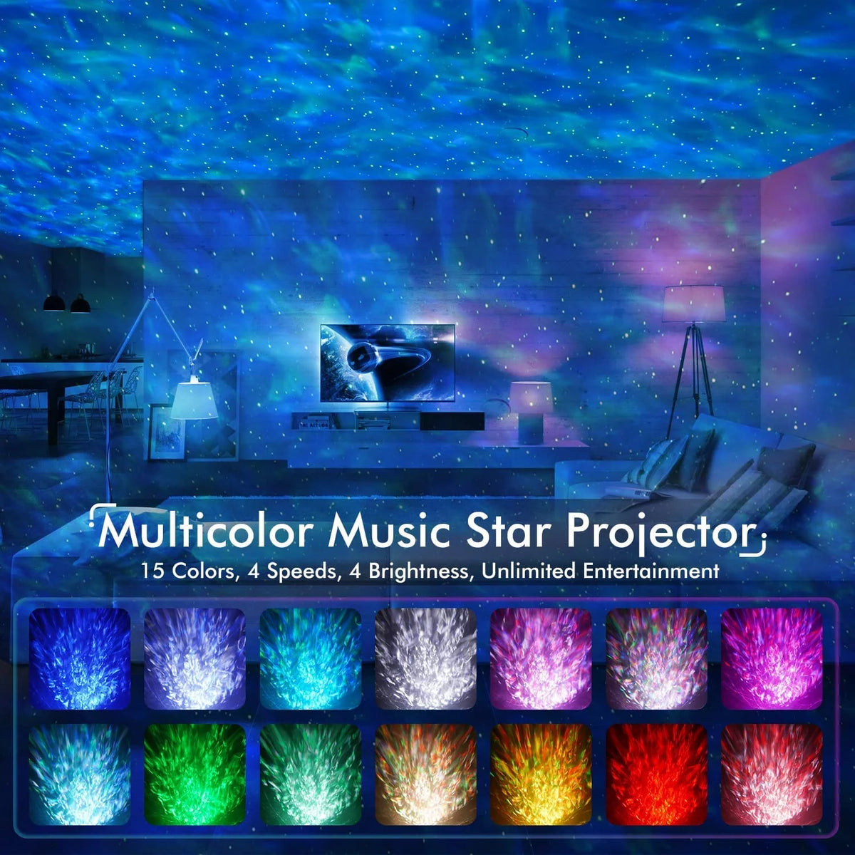 21 Color Modes Star Projector with Bluetooth Music Speaker O174