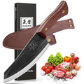 6.6 Inch High Carbon Steel Nakiri Knife with Leather Sheath F6929