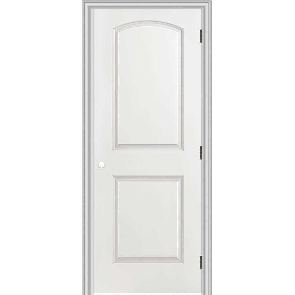80-in 2-panel Round Top Hollow Core Primed Molded Composite Right Hand Inswing/Outswing Single Prehung Interior Door V134218