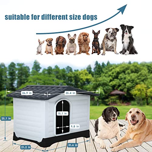 All Weather Plastic Dog House with Elevated Floor 26 Inch R930