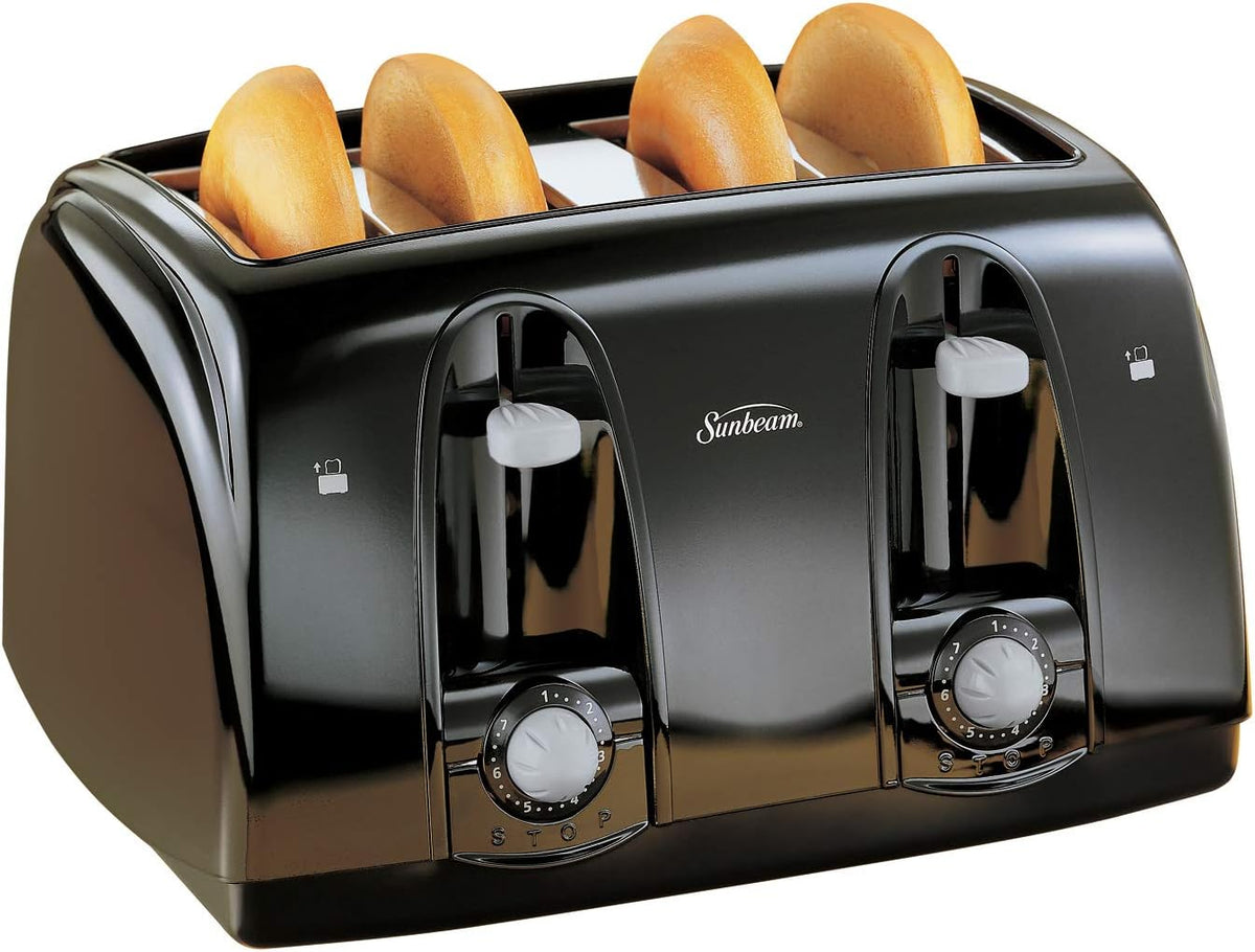 Black Wide Slot 4-Slice Toaster S658