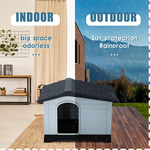 All Weather Plastic Dog House with Elevated Floor 26 Inch R930