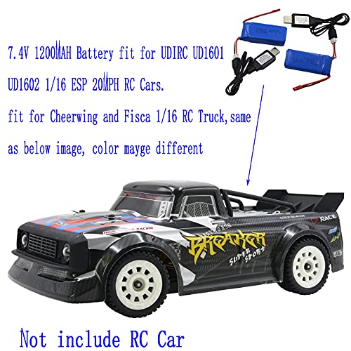2 Pack 7.4V 1200mAH Lipo Battery Pack with JST Plug and Charger B69952