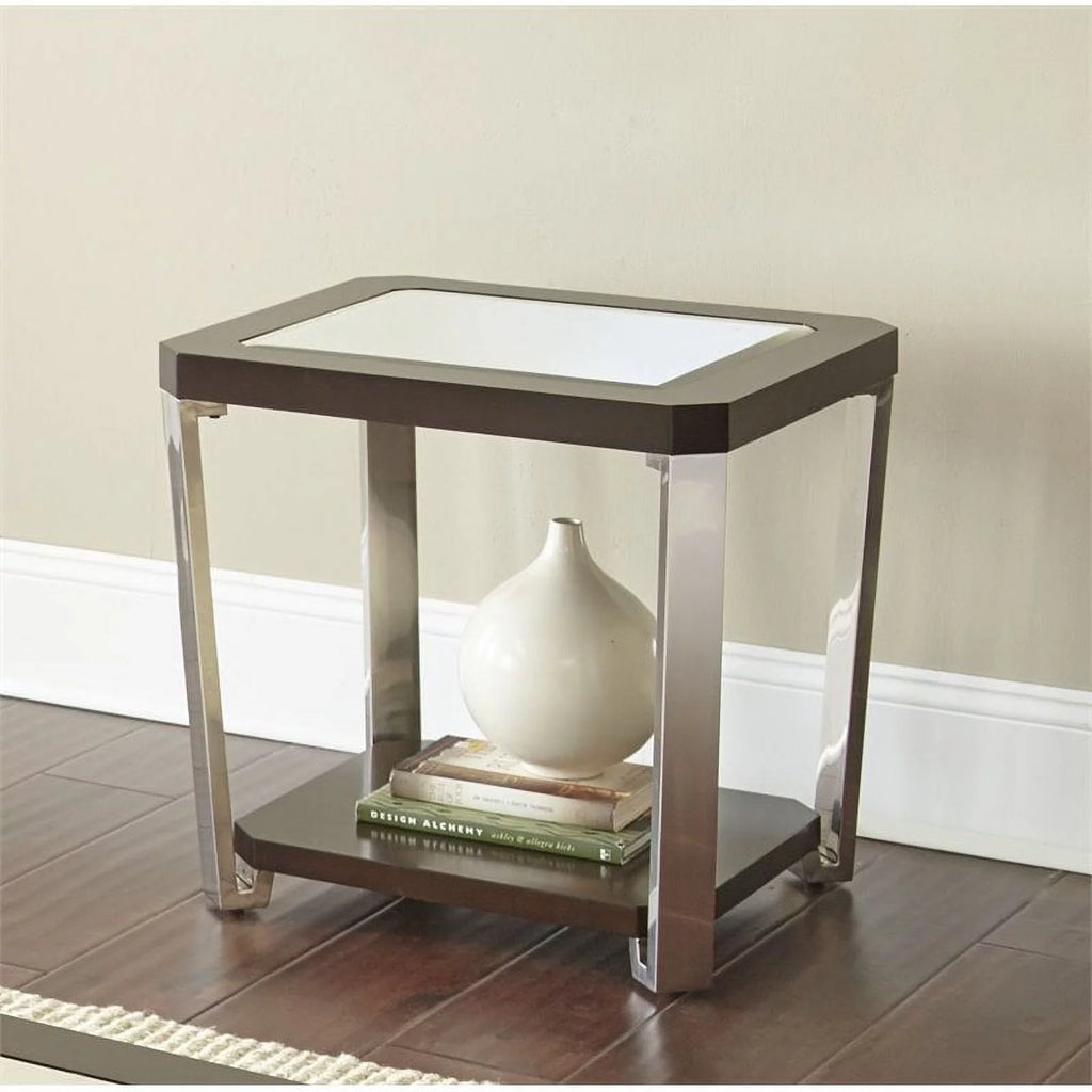 Mirror Top End Table in Espresso Chocolate U18025