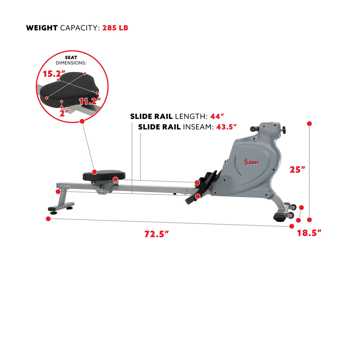 Space Efficient Magnetic Resistance Rowing Machine N5205