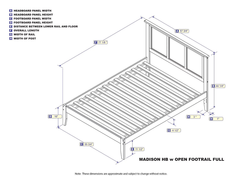 Walnut Full Solid Wood Platform Bed with Panel Headboard W73121
