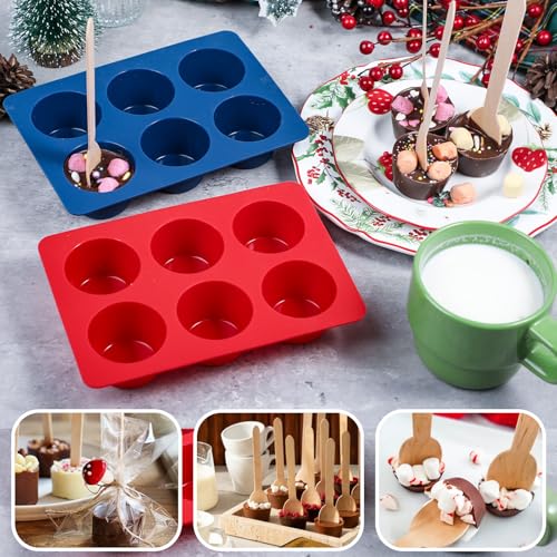 2pcs Silicone Hot Chocolate Spoon Molds with 30 Wooden Spoons C3239