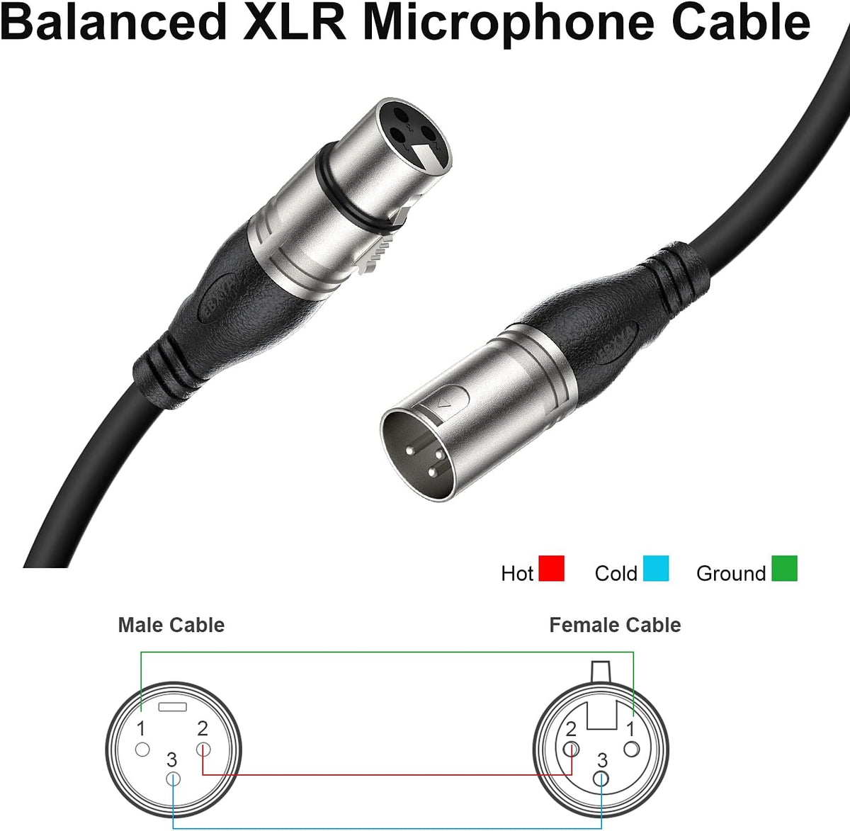 100 Ft XLR Microphone Cable, Black Z45521