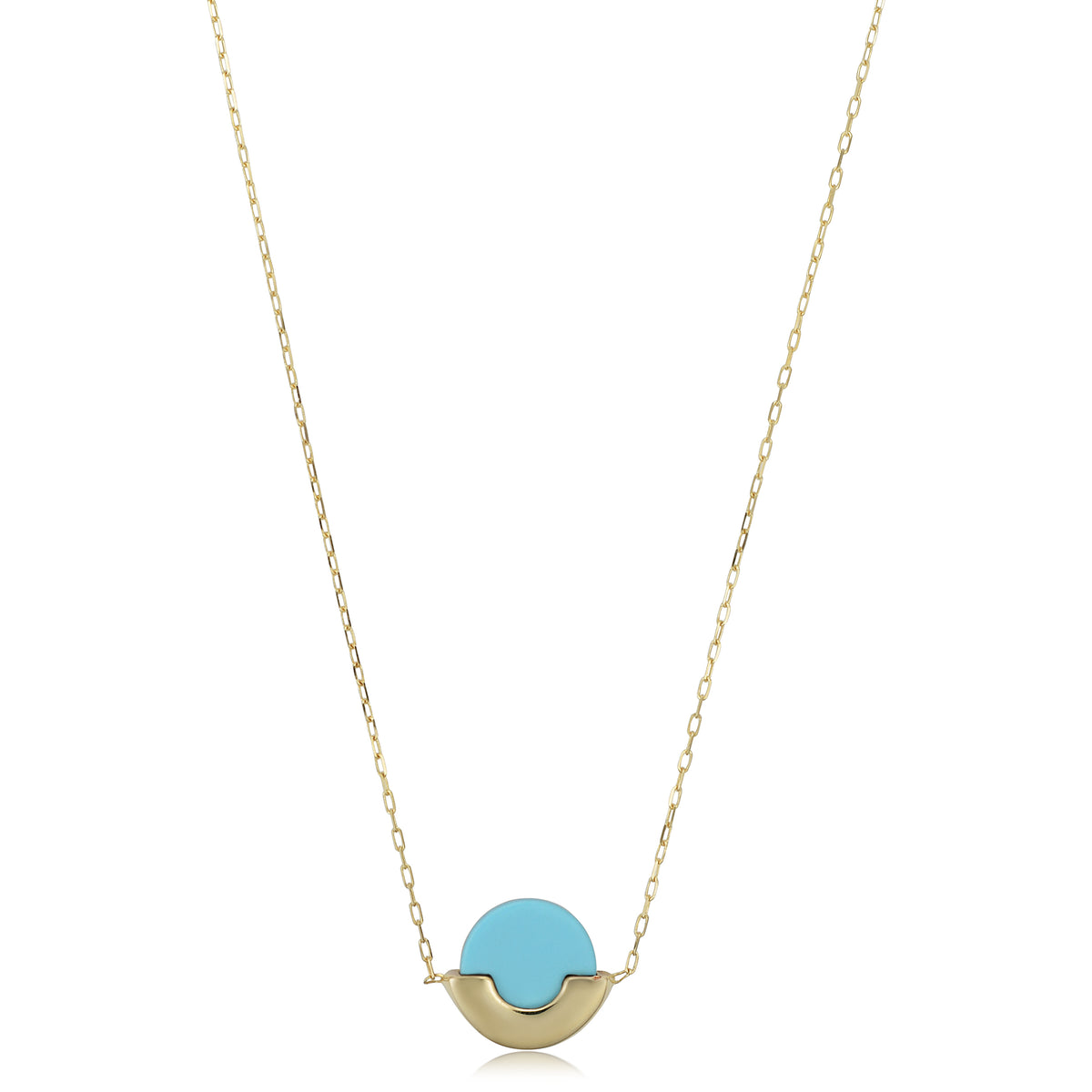 14k Yellow Gold Turquoise Adjustable Length Necklace H7246