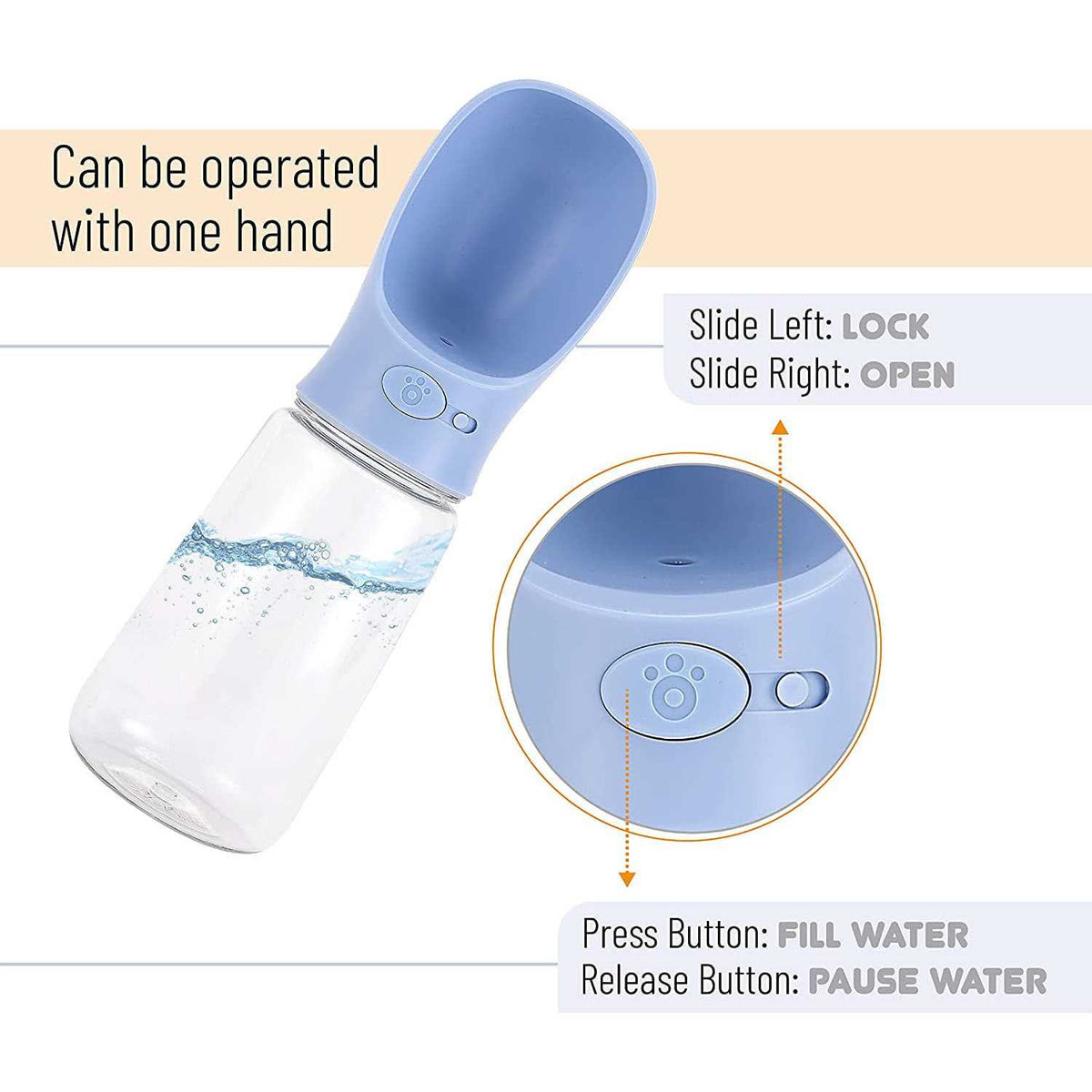 Blue 19oz Portable Dog Water Bottle D632299