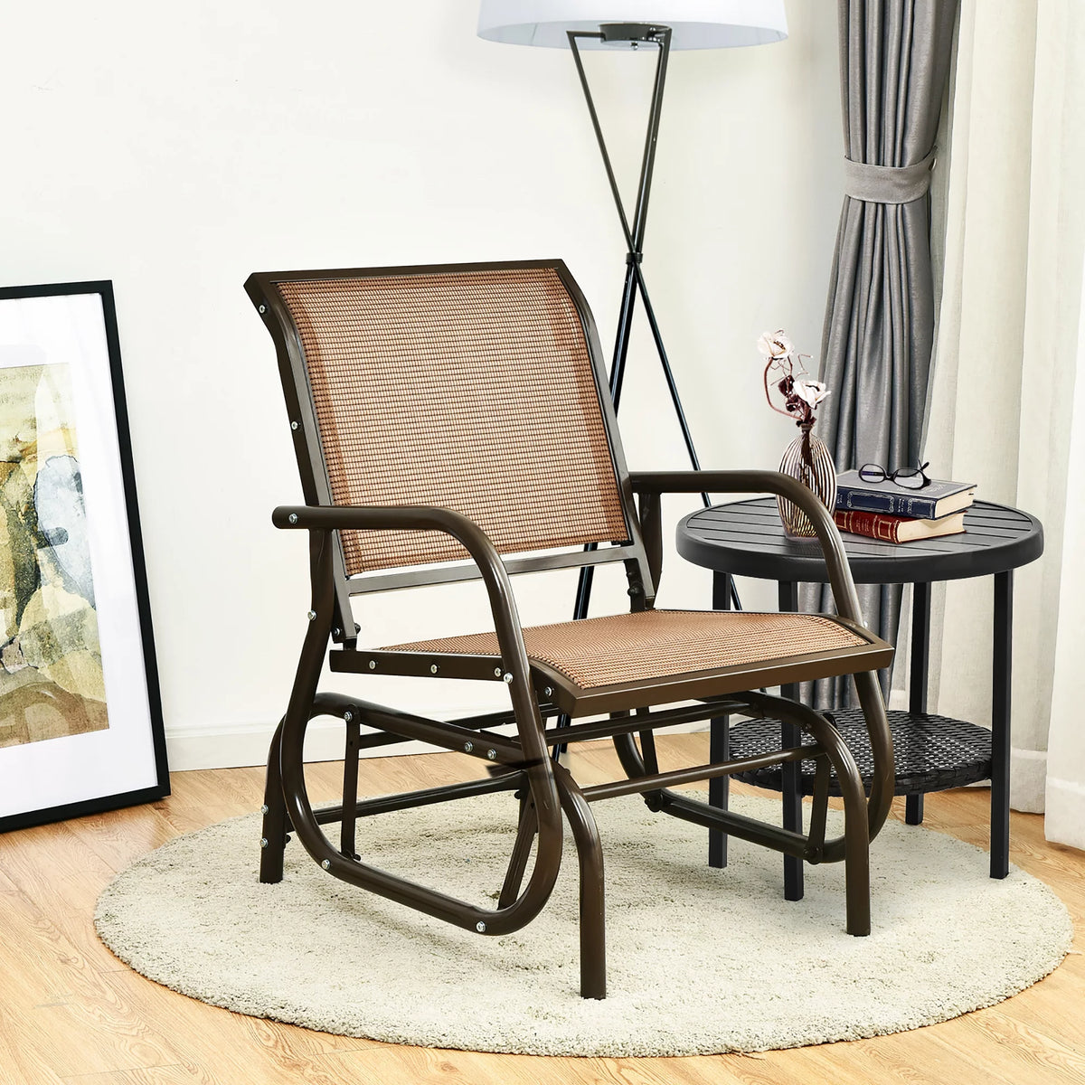 Outdoor Single Swing Glider Rocking Chair Grey R139