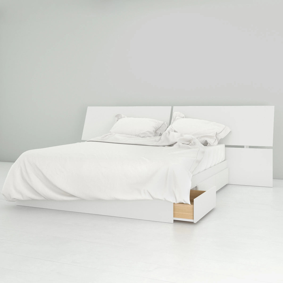 White Storage Bed with Headboard D638956