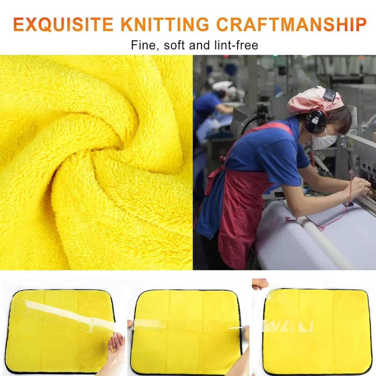 Microfiber Car Drying Towel 38x44CM, 1200gsm, Pack of 3 D109