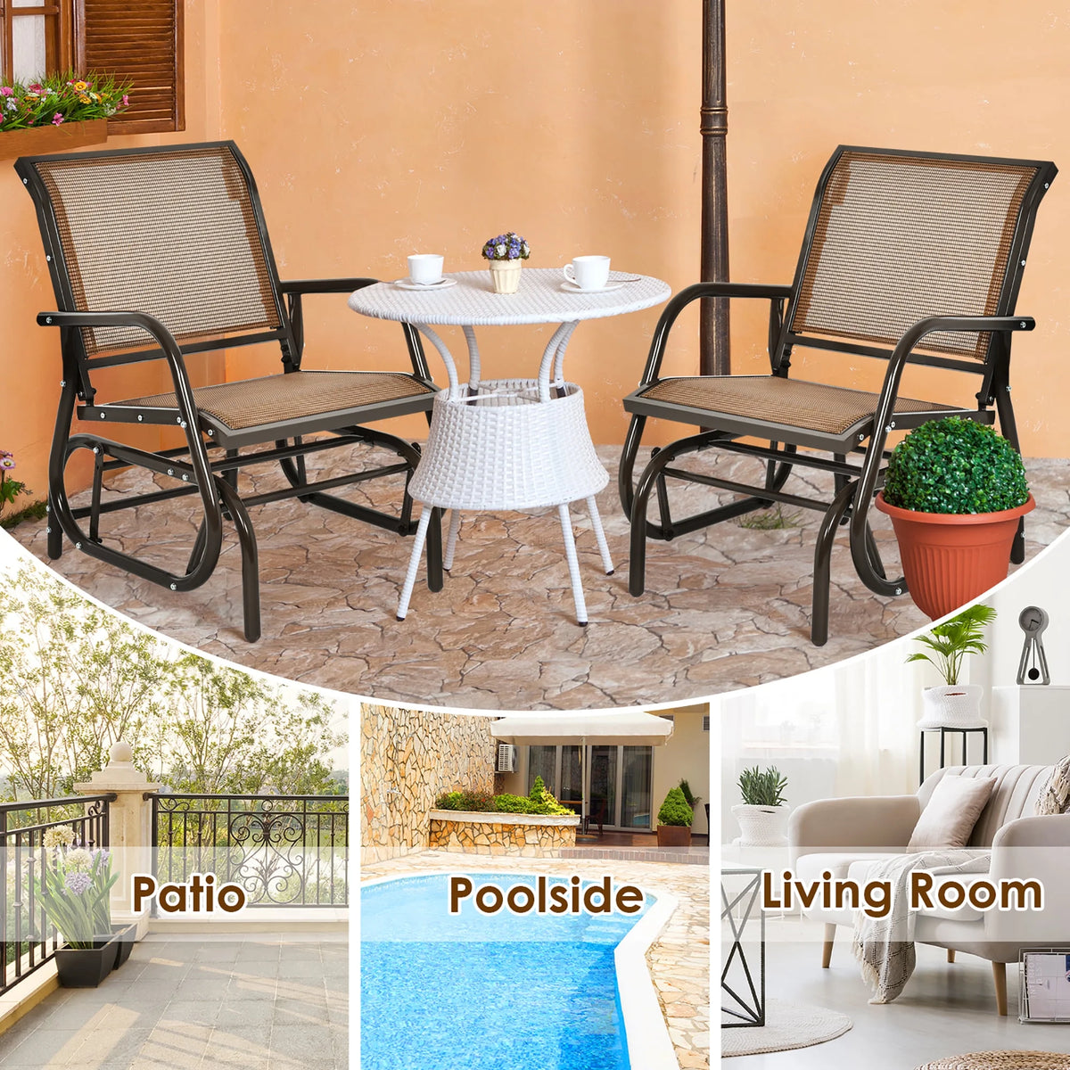 Outdoor Single Swing Glider Rocking Chair Grey R139