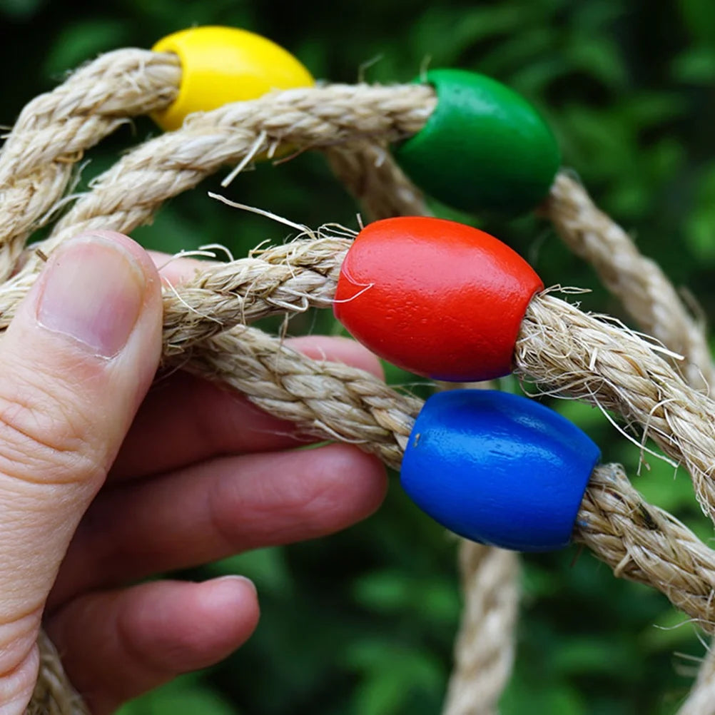 Throwing Ring Games Kids Toss Toy Outdoor Wooden Rope P3539