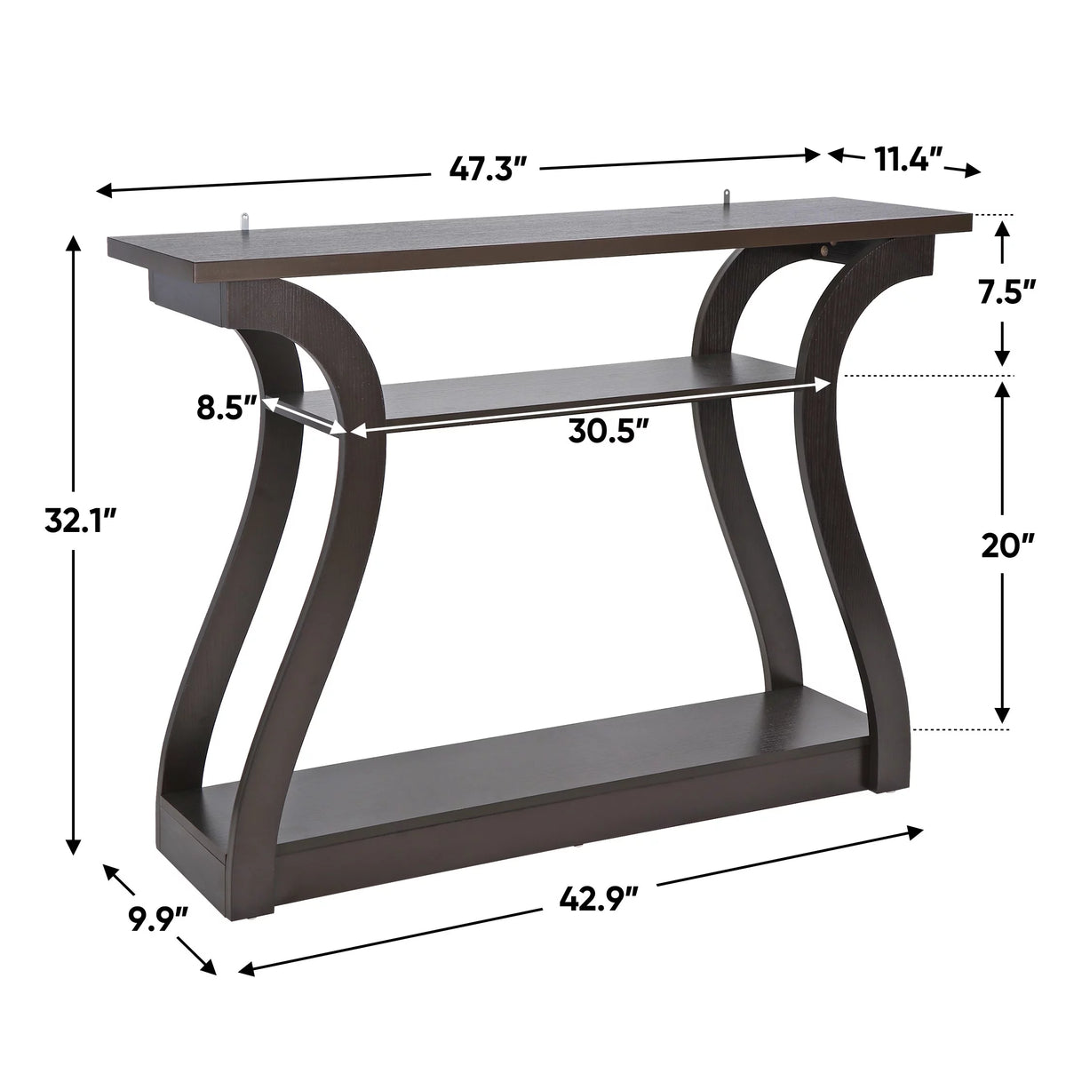 Brown Narrow Console Sofa Table V1804