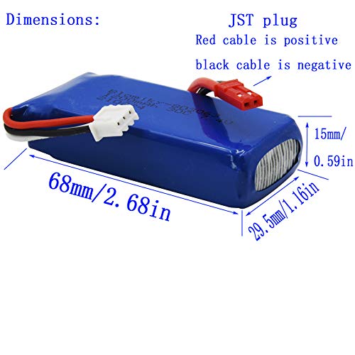 2 Pack 7.4V 1200mAH Lipo Battery Pack with JST Plug and Charger B69952