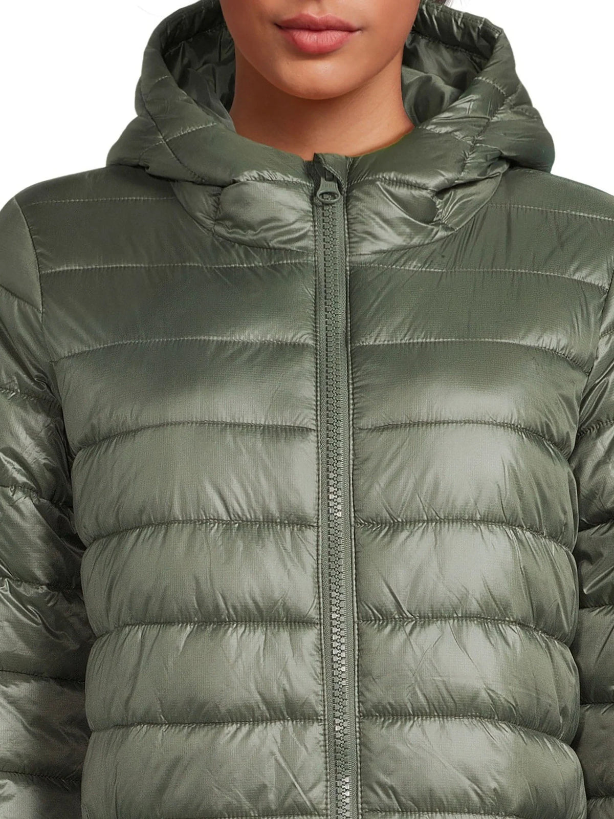 Women's Hooded Mid Length Puffer Jacket Y596336