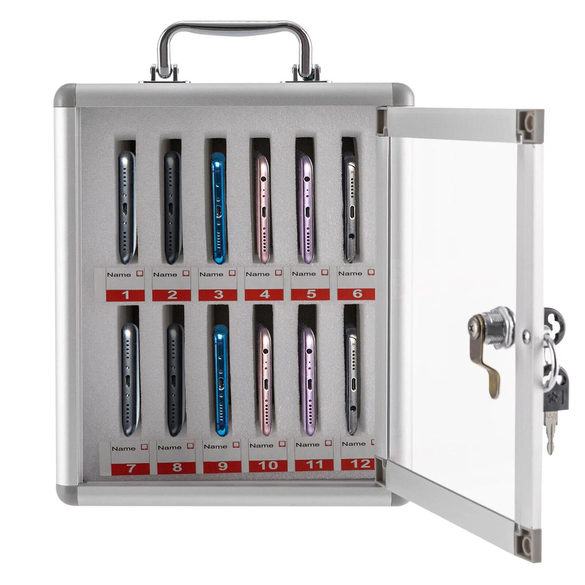 12 Slot Aluminum Alloy Cell Phones Storage Cabinet with Lock R660250