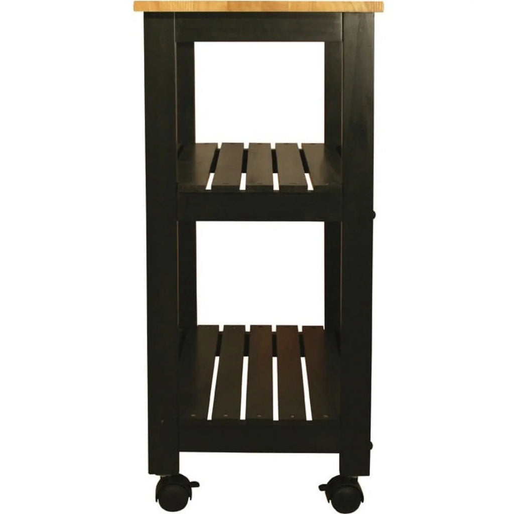 Black Utility Kitchen Cart with Open Storage R107