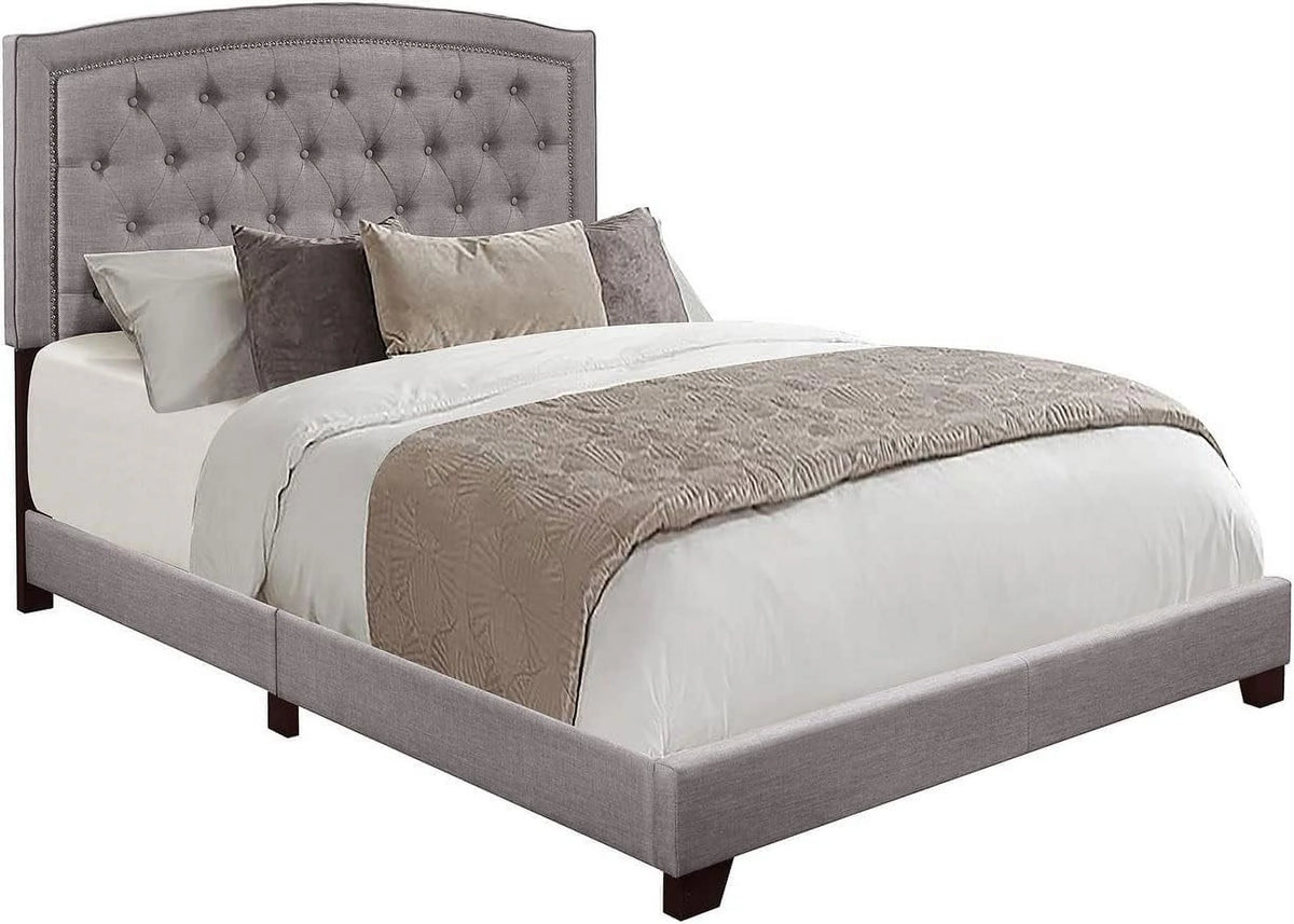 Queen Size Dark Grey Upholstered Bed Frame Q418587