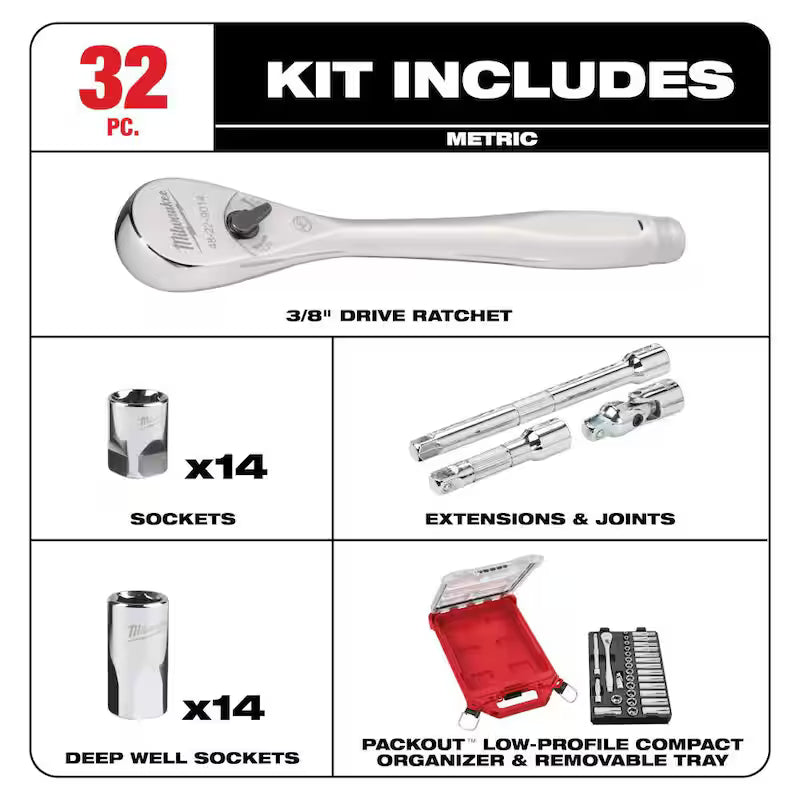 3/8 in. Drive Metric Ratchet and Socket Mechanics Tool Set 40-Piece A792
