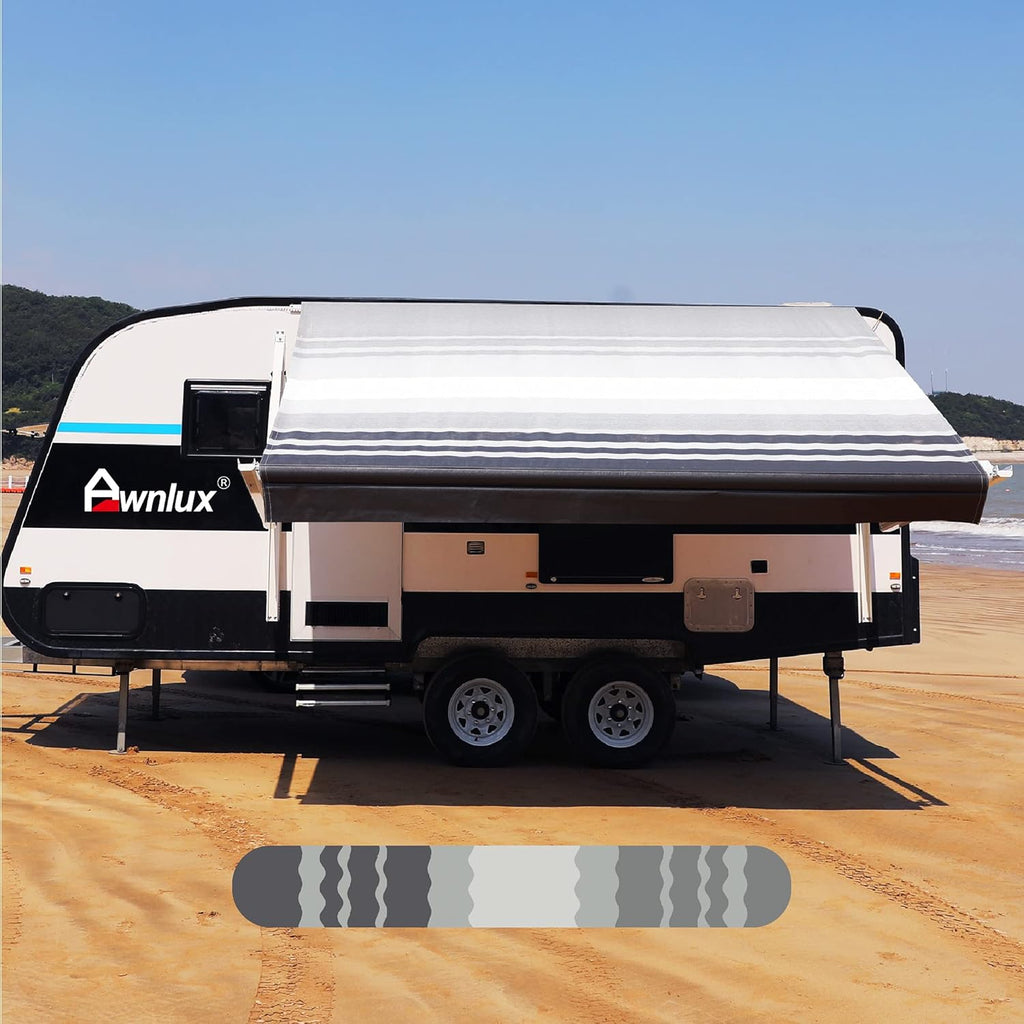 RV Awning Fabric Replacement Waterproof Vinyl Shade Screen Black Fade-10' E852546