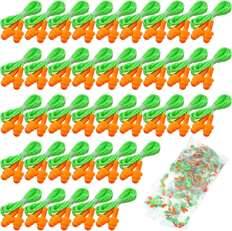 200 Pairs Reusable Silicone Earplugs with Cord A949