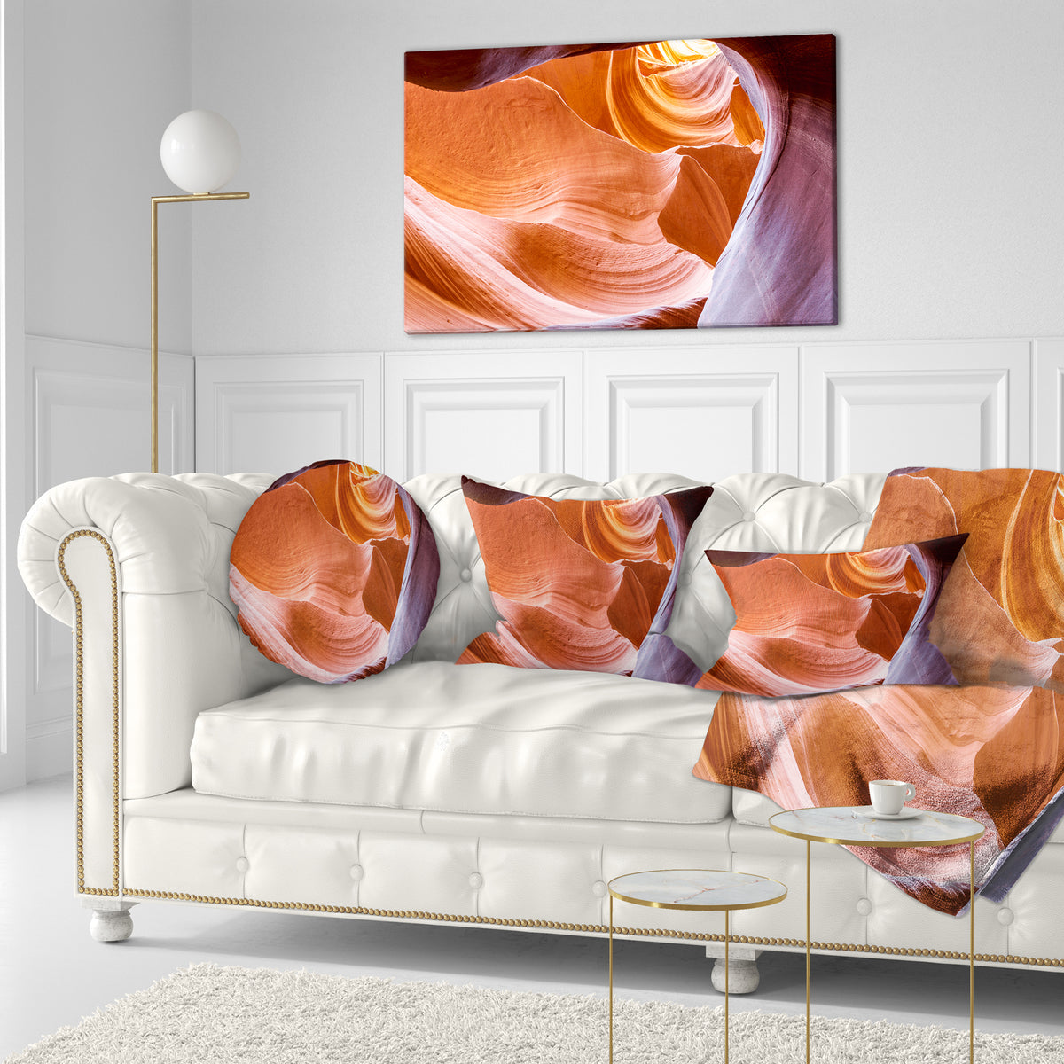 Antelope Canyon Inside View Landscape Photography Throw Pillow N3607