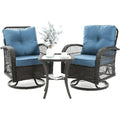 3 Pieces Wicker Patio Furniture Set with Glass Top Side Table B271