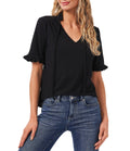 Ruffled Tie-Neck Top K202