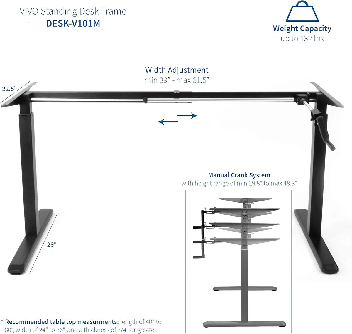 63 X 32 Inch Height Adjustable Standing Desk O63096