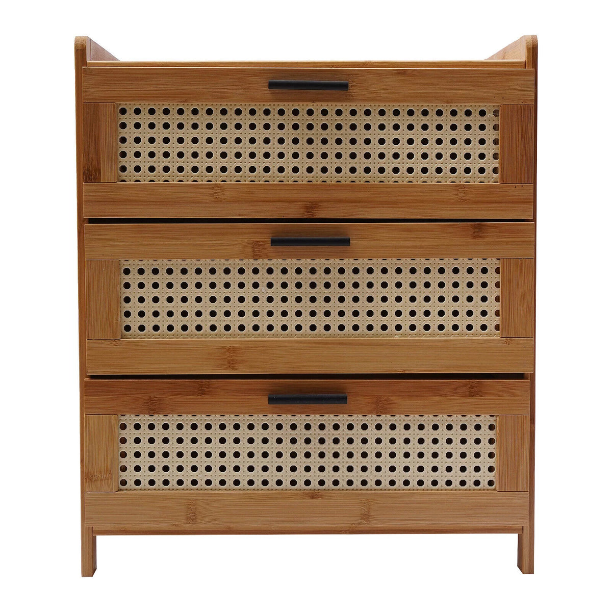 Bamboo Wood 3 Sliding Drawers Nightstand W946018