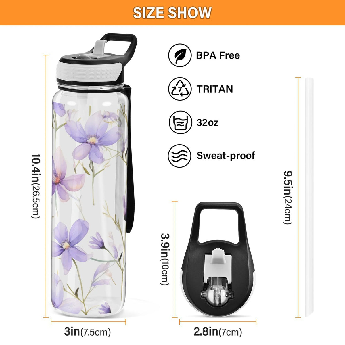 Clear 32oz Tritan Water Bottle with Straw W107383