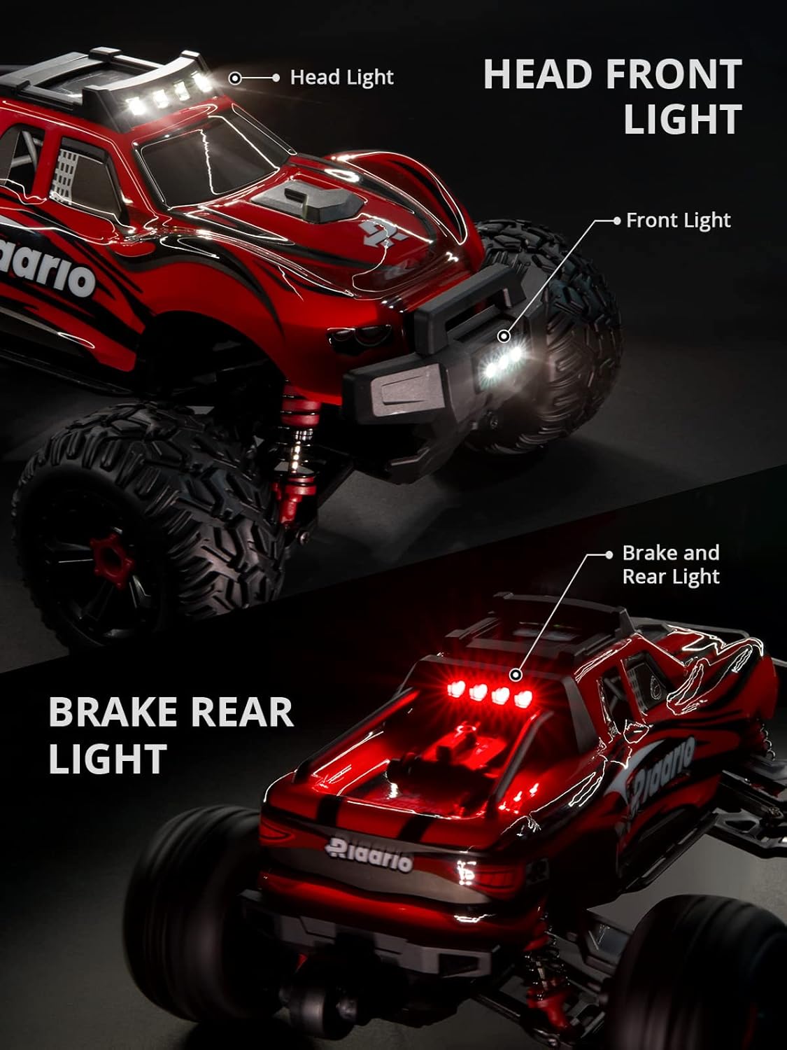 Red Black White 1:16 RC Monster Truck with 2 Batteries U980