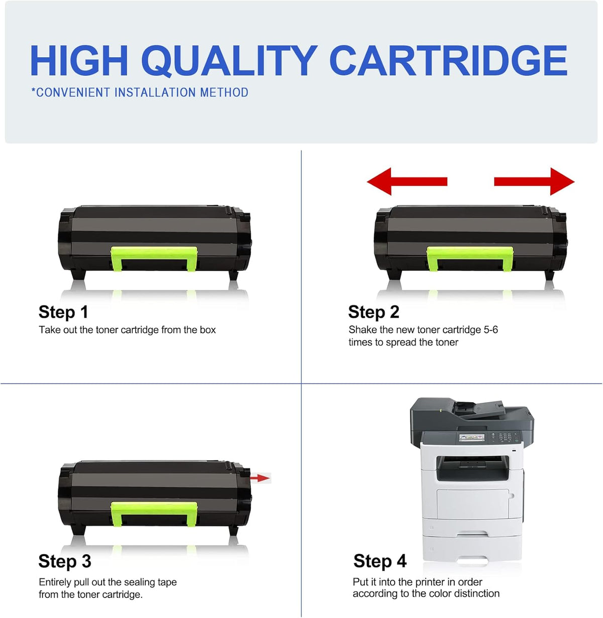 2 Black Toner Cartridges for Lexmark MX310 MX611 MX511 MX410 MX610 MX510 Printer C37696
