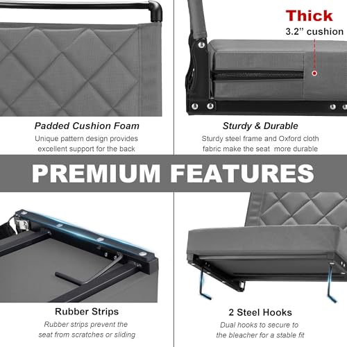 Black Folding Stadium Seats with Back Support Cushion T99615