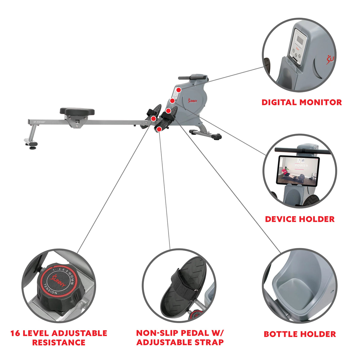 Space Efficient Magnetic Resistance Rowing Machine N5205