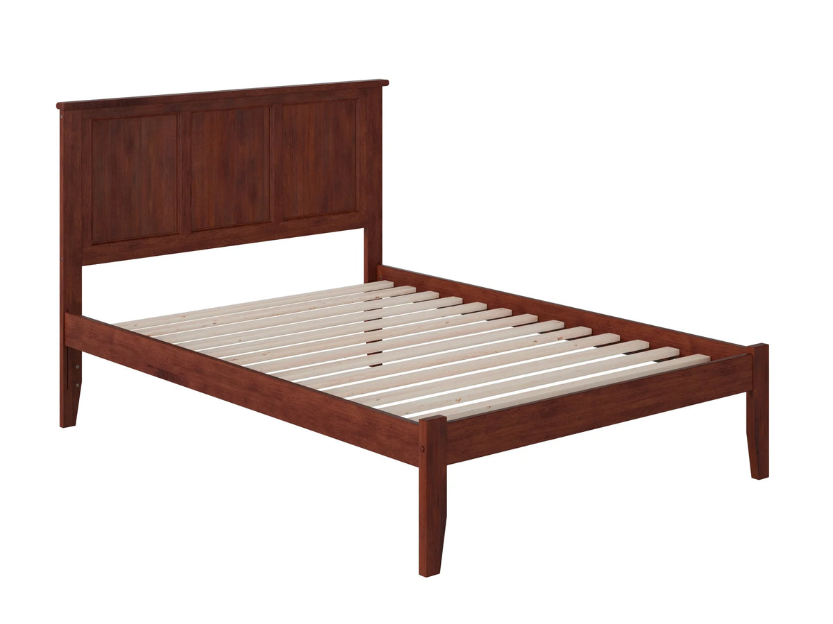 Walnut Full Solid Wood Platform Bed with Panel Headboard W73121