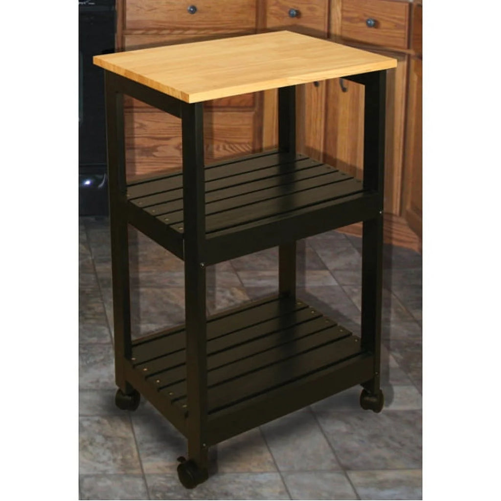 Black Utility Kitchen Cart with Open Storage R107