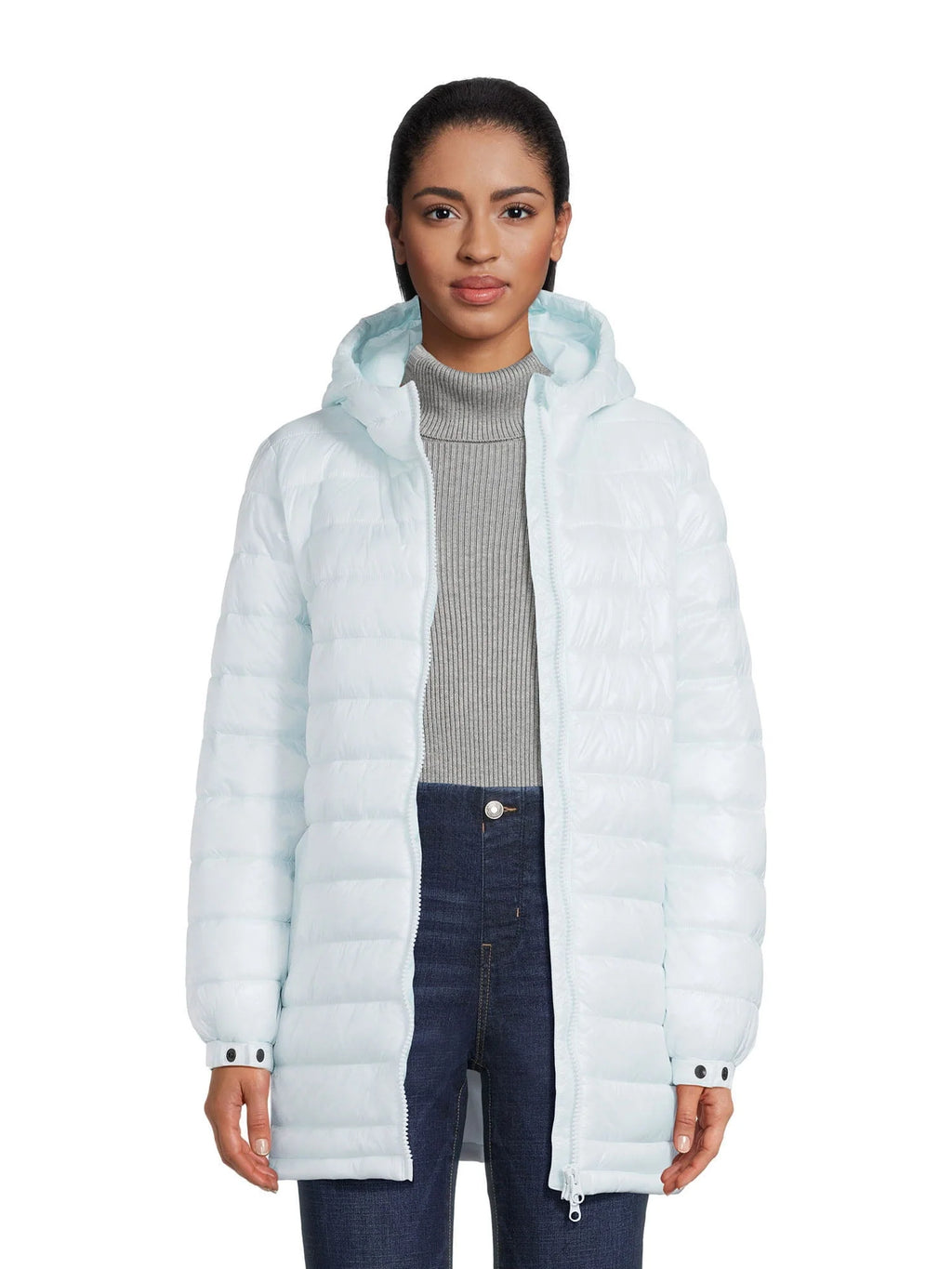 Women's Hooded Mid Length Puffer Jacket Y596336