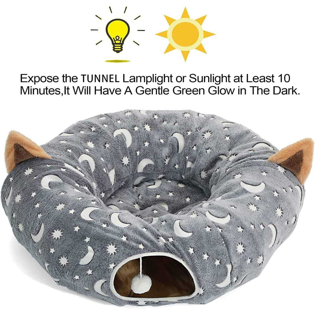 Collapsible Cat Tunnel Tube with Plush Ball Toys A6871