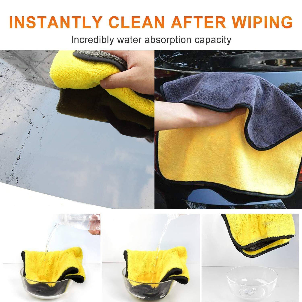 Microfiber Car Drying Towel 38x44CM, 1200gsm, Pack of 3 D109